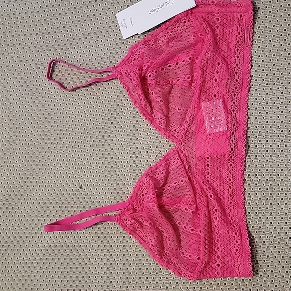 COPY - NWT Calvin Klein Lace Triangle Longline Bralettes- Size:L-Black - Picture 4 of 11